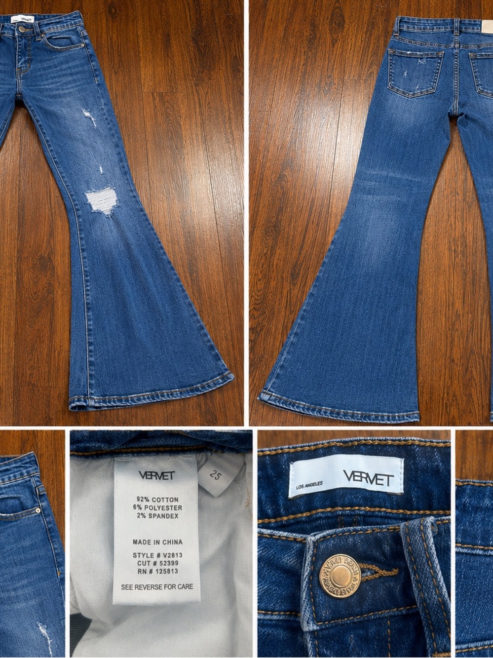 Kids' Distressed Flared Jeans in Medium Blue